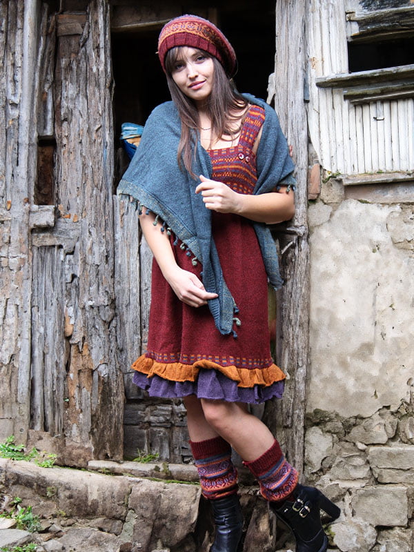 Conjunto de invierno para mujer calentadores de lana y tacones altos