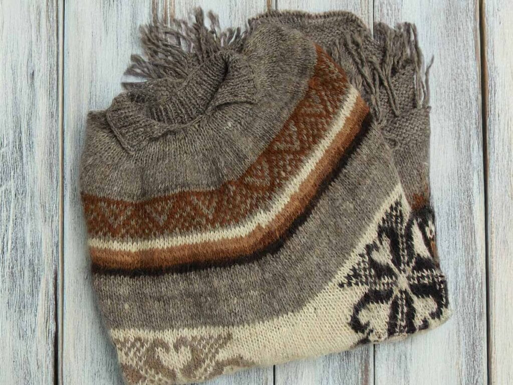 Poncho peruano unisex Poncho peruano de alpaca rústica