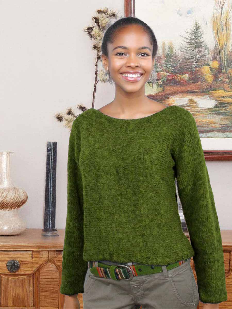 Moda sostenible jersey de alpaca verde Lorna